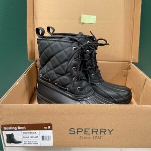Sperry Black Gosling Duck Boots Size 9